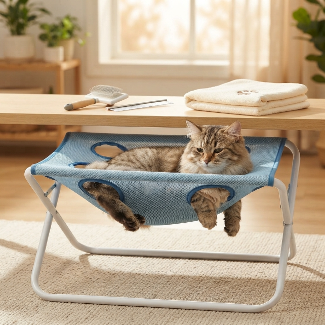 Soporte y Hamaca de Estética Canina y Felina 3 en 1: Baño, Corte de Uñas y Secado